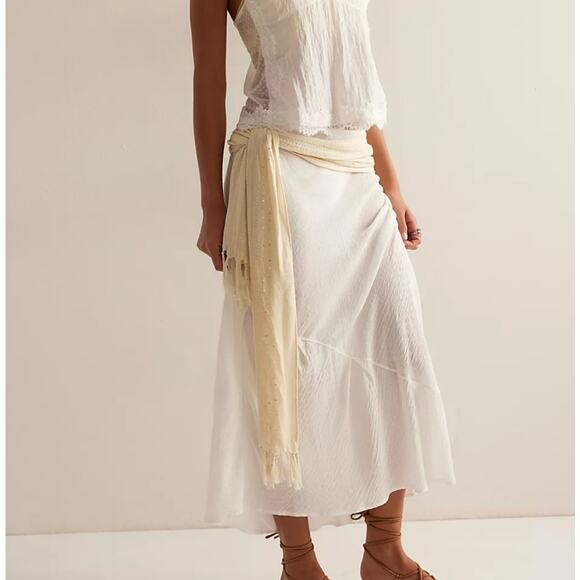 NEW Free People Intimately Sweet On You Bias Half Slip Maxi Skirt Clean Ivory - Picture 1 of 15